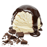 glace a la vanille avec sirop au chocolat